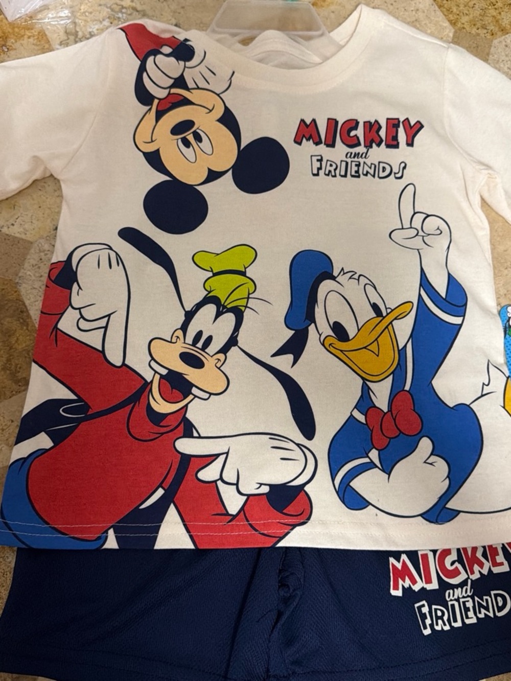 Disney White Long Sleeve Tee with Red, Blue & Yellow Character Art